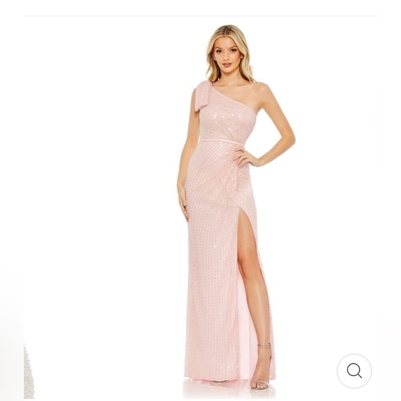 Mac Duggal PEARL EMBELLISHED SOFT TIE ONE SHOULDER GOWN size 10 NEW $598 - Picture 1 of 12